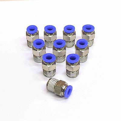 10pc Push To Connect Fittings Male 3/8" Od - 1/4" Npt Mettleair Mtc3/8-n02