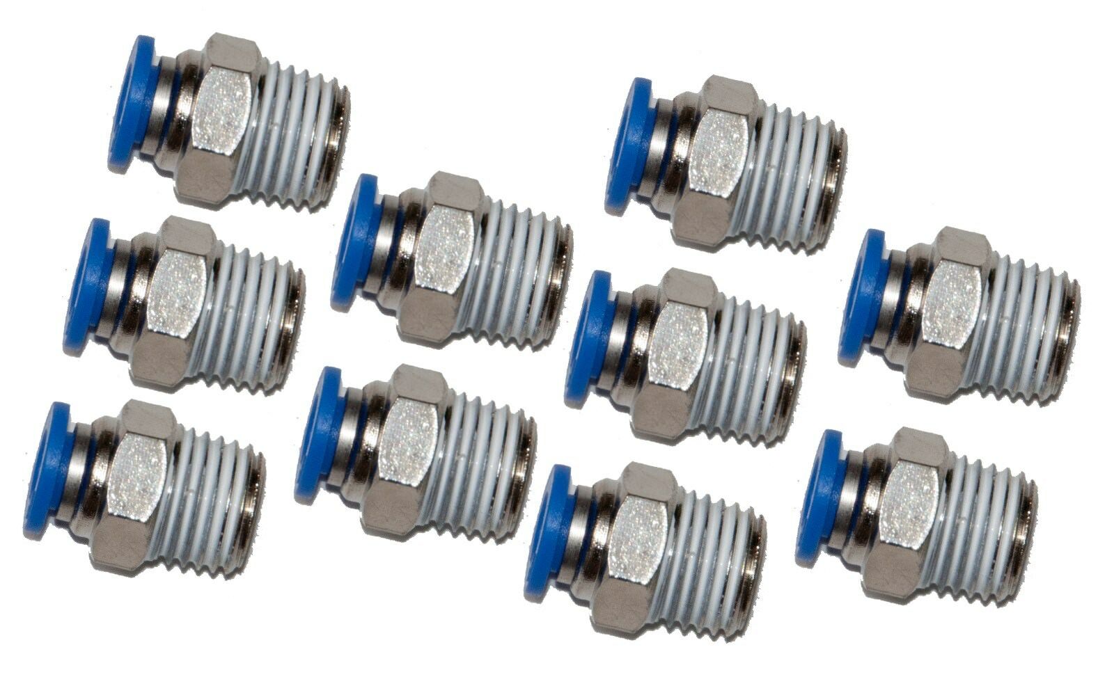 10 Pieces Pneumatic 1/4" Tube X 1/4" Npt Male Connector Push To Connect Fitting