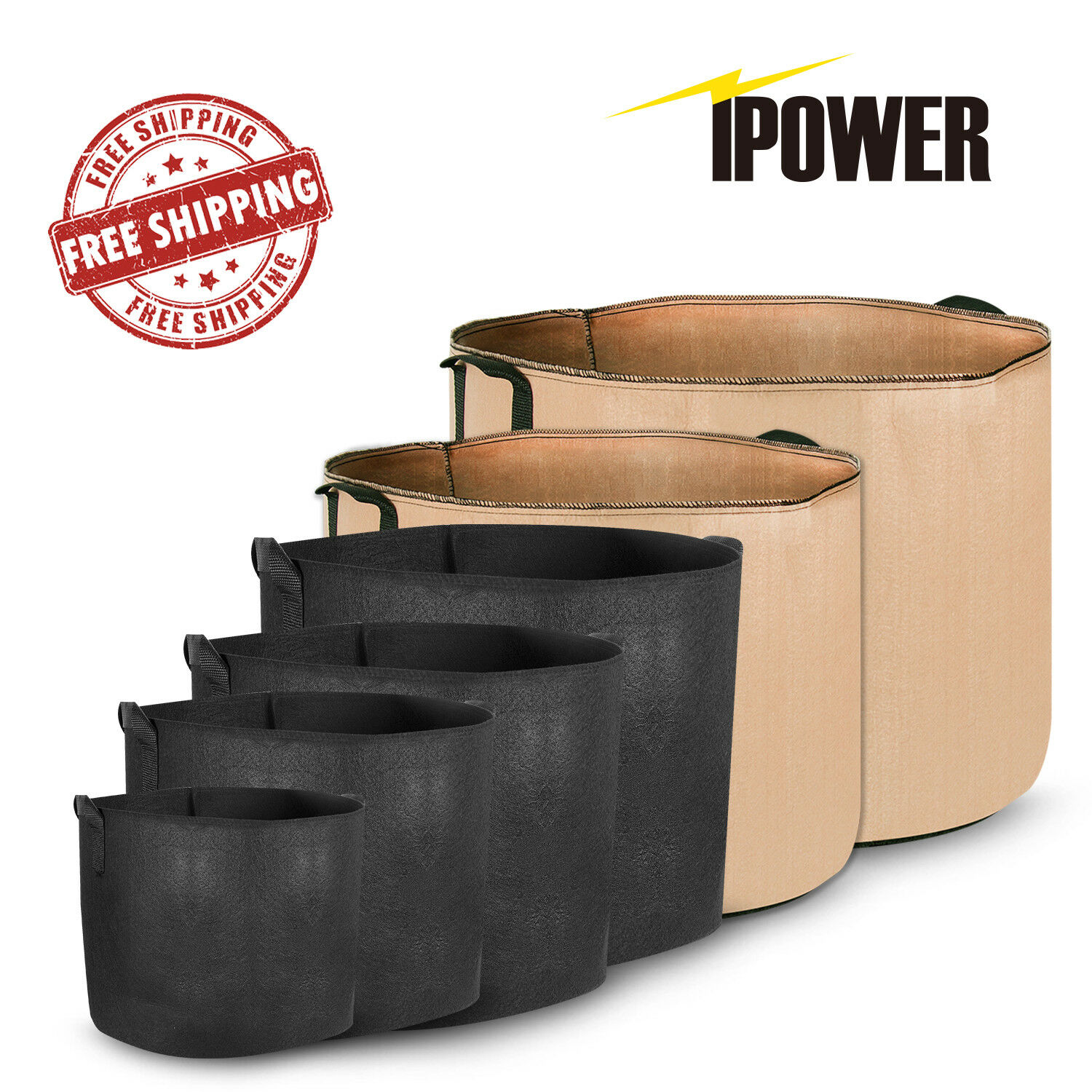 Ipower 5-pack Fabric Grow Pots Breathable Plant Bags Smart Plant With Handle
