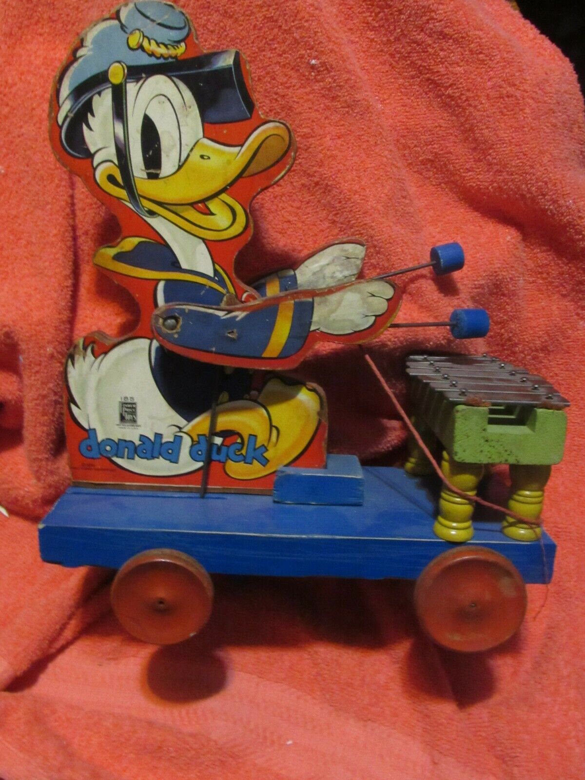 Vintage Original 1938 Fisher Price Donald Duck Xylephone #185 Pull Toy
